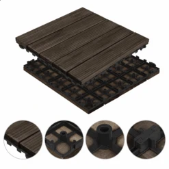 Topeakmart Pack Of 27 Interlocking Wood Flooring Tiles Indoor & Outdoor For Patio Garden Deck Poolside 12''x12'' Dark Brown -Flooring Store 086f55e0 3d77 4c01 9856 3e18b806e9e1 1.835d25ae2edf1a87c39c0e71de1c5748 1800x1800