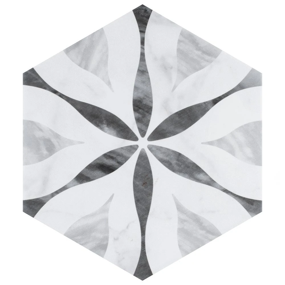 Merola Tile Classico Bardiglio Hexagon Flower 7 In. X 8 In. Porcelain Floor And Wall Tile (7.67 Sq. Ft. / Case) 8 Merola Tile Classico Bardiglio Hexagon Flower 7 In. X 8 In. Porcelain Floor And Wall Tile (7.67 Sq. Ft. / Case) - Image 8