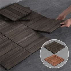 Topeakmart Pack Of 27 Interlocking Wood Flooring Tiles Indoor & Outdoor For Patio Garden Deck Poolside 12''x12'' Dark Brown -Flooring Store 1ad40f0c aee7 4a70 b038 ab00f374bb7a 1.741dacf8a6d26fd25bdba347d1bac2a2 1800x1800