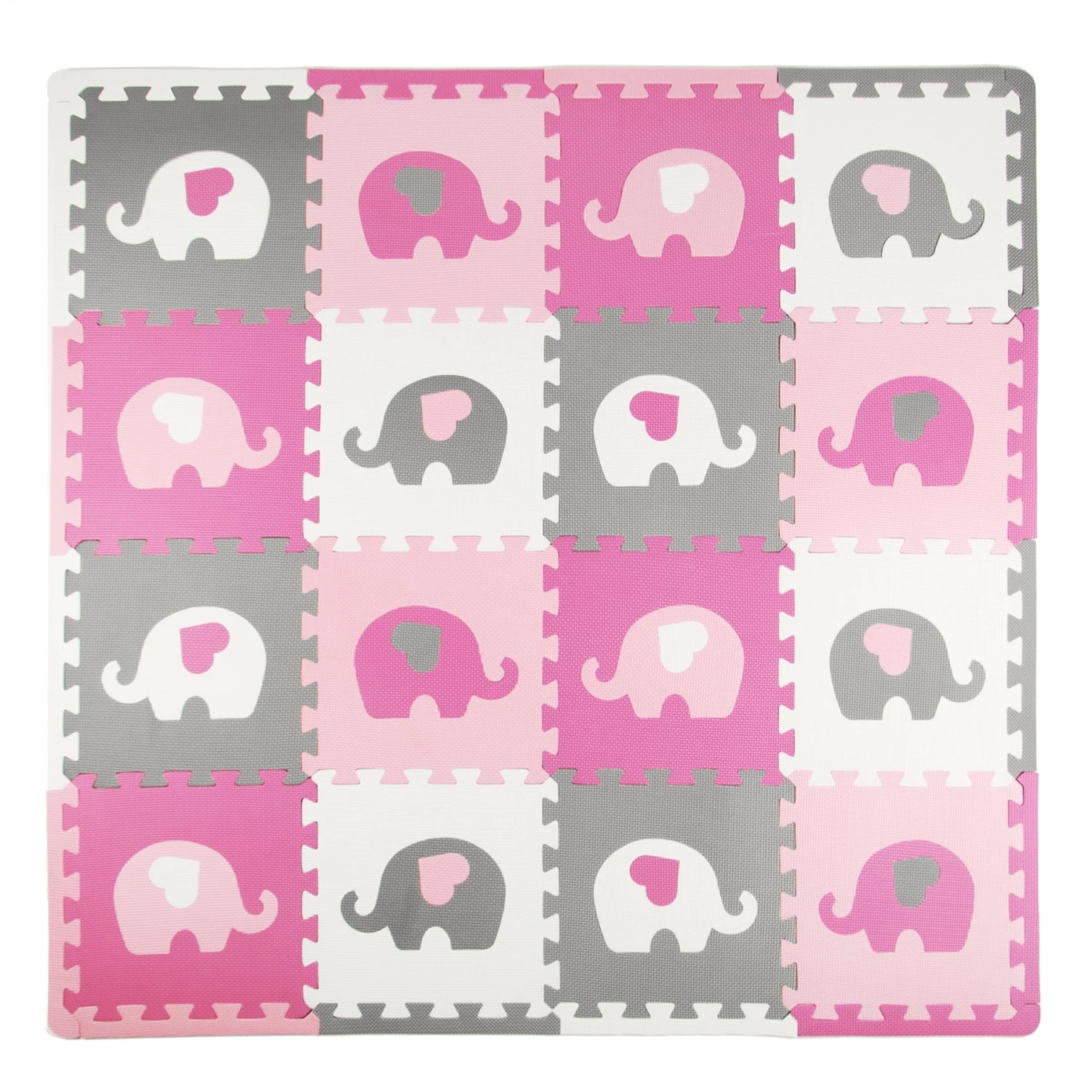 Tadpoles Elephant & Heart Foam Play Mat Set, 16 Pieces 1 Tadpoles Elephant & Heart Foam Play Mat Set, 16 Pieces
