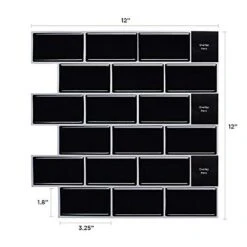 Subway Black 12 In. W X 12 In. H Peel And Stick Decorative Mosaic Wall Tile Backsplash (5 Tiles) -Flooring Store 2b0e40d5107f41cae0da1414c0d4d69e 1800x1800