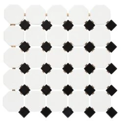 Daltile Octagon And Dot Matte White With Black Dot 12 In. X 12 In. X 6 Mm Ceramic Mosaic Floor And Wall Tile (1 Sq. Ft./ Piece) -Flooring Store 30d2640b7ea68e4e27fc5de1fc448873 1800x1800
