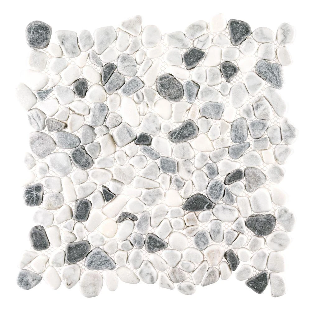 Jeffrey Court Carrara River Rocks 11.625 In. X 11.625 In. X 10.5 Mm Marble Mosaic Floor And Wall Tile 3 Jeffrey Court Carrara River Rocks 11.625 In. X 11.625 In. X 10.5 Mm Marble Mosaic Floor And Wall Tile - Image 3