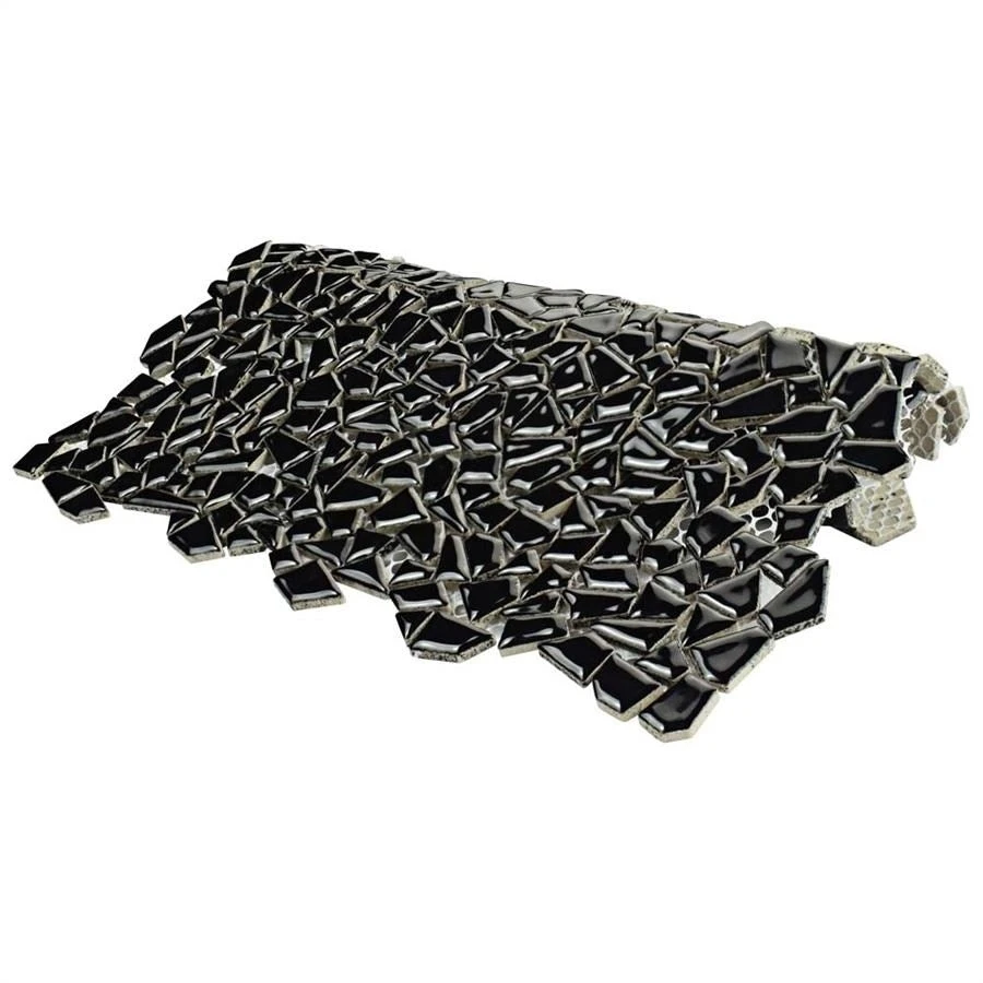 SomerTile 11.25" X 11.25" Dizzy Glossy Black Ceramic Mosaic Floor And Wall Tile (10 Tiles/ 8.98 Sqft.) 5 SomerTile 11.25" X 11.25" Dizzy Glossy Black Ceramic Mosaic Floor And Wall Tile (10 Tiles/ 8.98 Sqft.) - Image 5