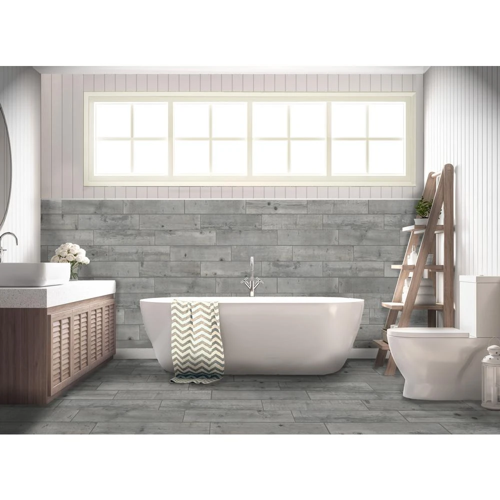 Florida Tile Home Collection Timber Grey 6 In. X 24 In. Porcelain Floor And Wall Tile (14 Sq. Ft. / Case) 3 Florida Tile Home Collection Timber Grey 6 In. X 24 In. Porcelain Floor And Wall Tile (14 Sq. Ft. / Case) - Image 3