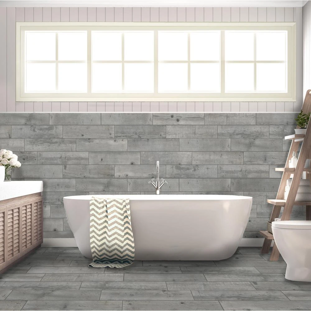 Florida Tile Home Collection Timber Grey 6 In. X 24 In. Porcelain Floor And Wall Tile (14 Sq. Ft. / Case) 2 Florida Tile Home Collection Timber Grey 6 In. X 24 In. Porcelain Floor And Wall Tile (14 Sq. Ft. / Case) - Image 2