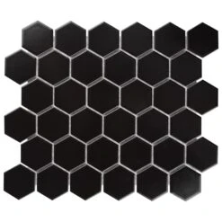 Merola Tile Metro Hex 2 In. Glossy Black 11-1/8"x12-5/8" X 7 Mm Porcelain Mosaic Tile (9.64 Sq. Ft. / Case) 26 Merola Tile Metro Hex 2 In. Glossy Black 11-1/8"x12-5/8" X 7 Mm Porcelain Mosaic Tile (9.64 Sq. Ft. / Case) -Flooring Store 5816e4edee7689a08998e9fff74aff90 076a3ea0 ce68 49df 9a47 86c2c85514ce 1800x1800