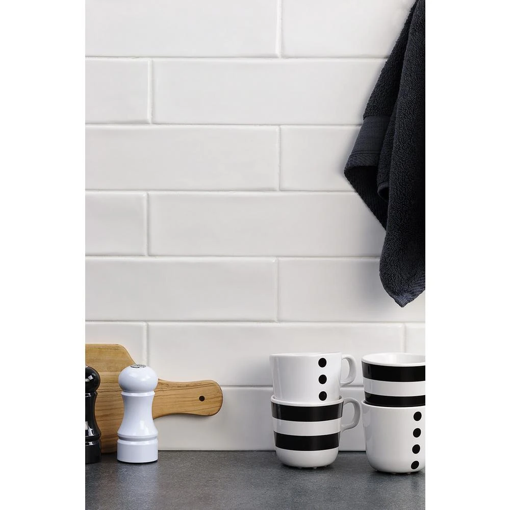 Ivy Hill Tile Birmingham Bianco 3 In. X 12 In. 8mm Polished Ceramic Subway Tile (5.38 Sq. Ft. / Box) 2 Ivy Hill Tile Birmingham Bianco 3 In. X 12 In. 8mm Polished Ceramic Subway Tile (5.38 Sq. Ft. / Box) - Image 2