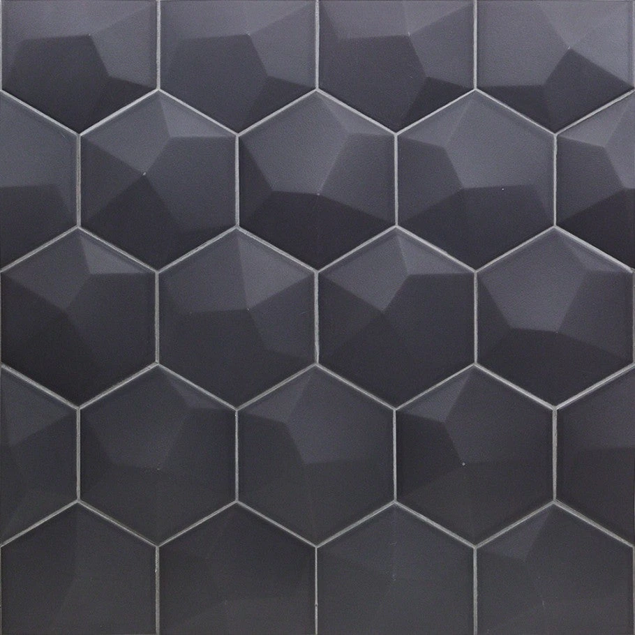 Magen 3D-Hex Dark Gray Matte Ceramic Hexagon Tile 1 Magen 3D-Hex Dark Gray Matte Ceramic Hexagon Tile