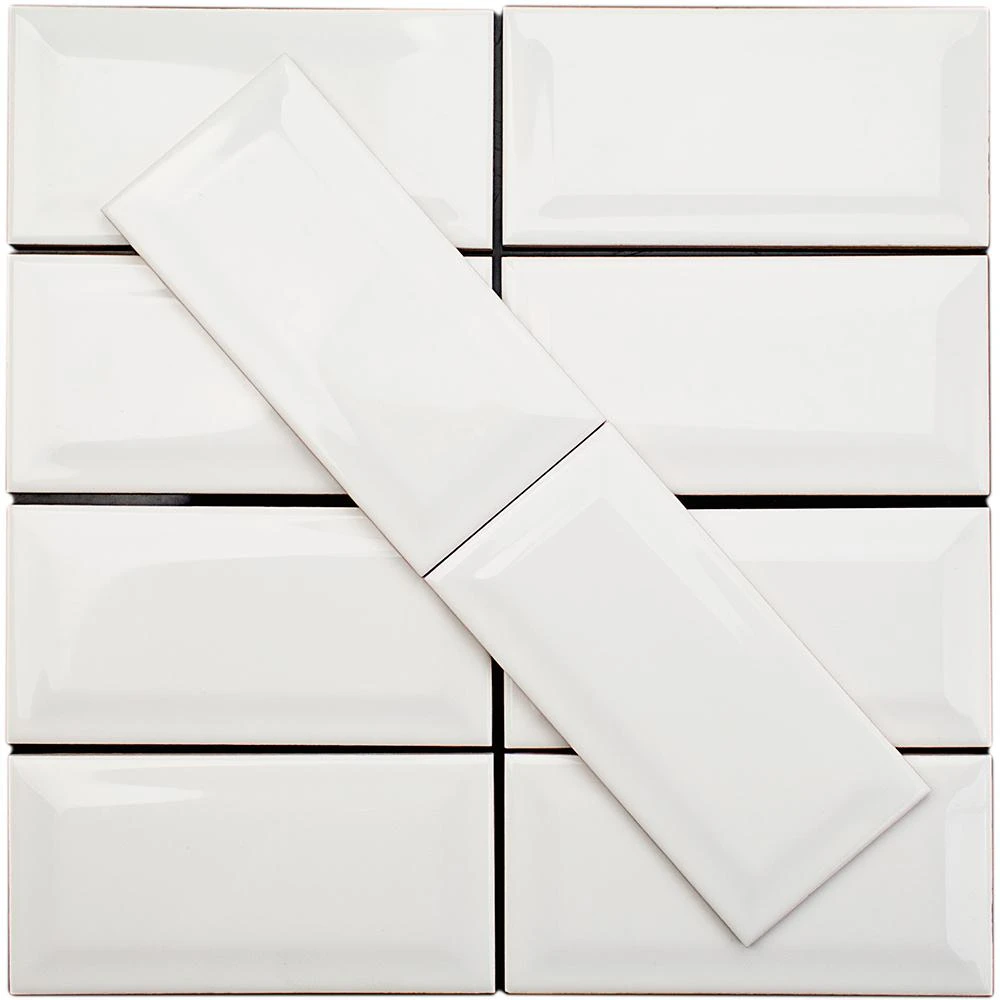 Ivy Hill Tile Essential White Beveled 3 In. X 6 In. X 6mm Polished Ceramic Subway Wall Tile (10.76 Sq. Ft./case) 5 Ivy Hill Tile Essential White Beveled 3 In. X 6 In. X 6mm Polished Ceramic Subway Wall Tile (10.76 Sq. Ft./case) - Image 5