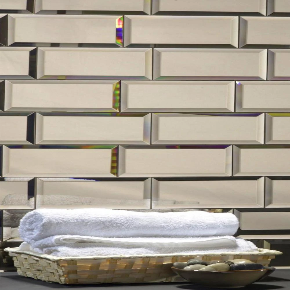 Reflections Gold Beveled Subway 3 In. X 12 In. Glass Mirror Wall Tile (1 Sq. Ft. ) 2 Reflections Gold Beveled Subway 3 In. X 12 In. Glass Mirror Wall Tile (1 Sq. Ft. ) - Image 2