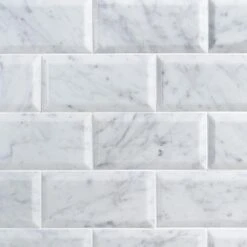Ivy Hill Tile White Carrara Beveled 3 In. X 6 In. X 9mm Polished Marble Subway Tile (40 Pieces / 5 Sq. Ft. / Box)