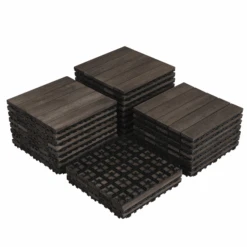Topeakmart Pack Of 27 Interlocking Wood Flooring Tiles Indoor & Outdoor For Patio Garden Deck Poolside 12''x12'' Dark Brown -Flooring Store 7c6565e9 7bfd 473d 8edd b0d986826899 1.cbf1f79e75b67097a8d9f16d4707a939 1800x1800