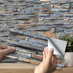 Goory Self-Adhesive Vinyl Flooring Tiles Waterproof Peel And Stick Tiles Wall Stickers For Home Decor,Gray Wood Grain