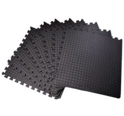 Soozier Exercise Protective Interlocking Flooring Mat - 24" X 24" X 3/8" Tiles - Black Diamond Plate, 216 Sq Ft