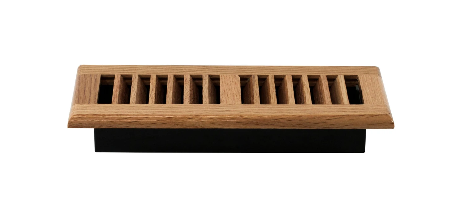 Decor Grates 4" X 10" Oak Wood Natural Finish Louvered Design Floor Register 2 Decor Grates 4" X 10" Oak Wood Natural Finish Louvered Design Floor Register - Image 2
