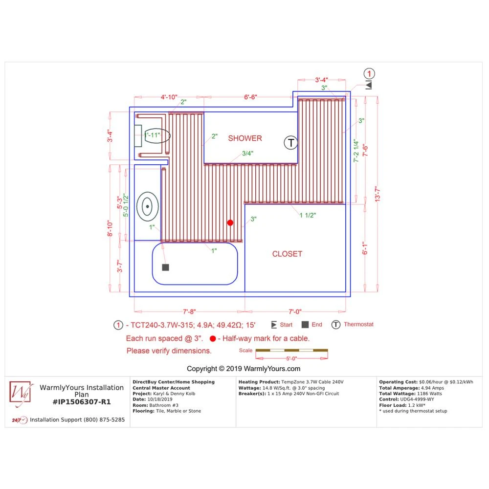 WarmlyYours 315 Ft. Cable System With Touch Screen Thermostat 5 WarmlyYours 315 Ft. Cable System With Touch Screen Thermostat - Image 5
