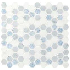 MSI Azula Hexagon 11.81 In. X 11.61 In. X 10mm Polished Marble Mesh-Mounted Mosaic Tile (9.6 Sq. Ft. / Case)