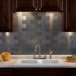 Long Grain 6 In. X 3 In. Brushed Stainless Metal Decorative Tile Backsplash (8-Pack) -Flooring Store c4d0409e843c6982bfd3a9fbe57dd888 1800x1800