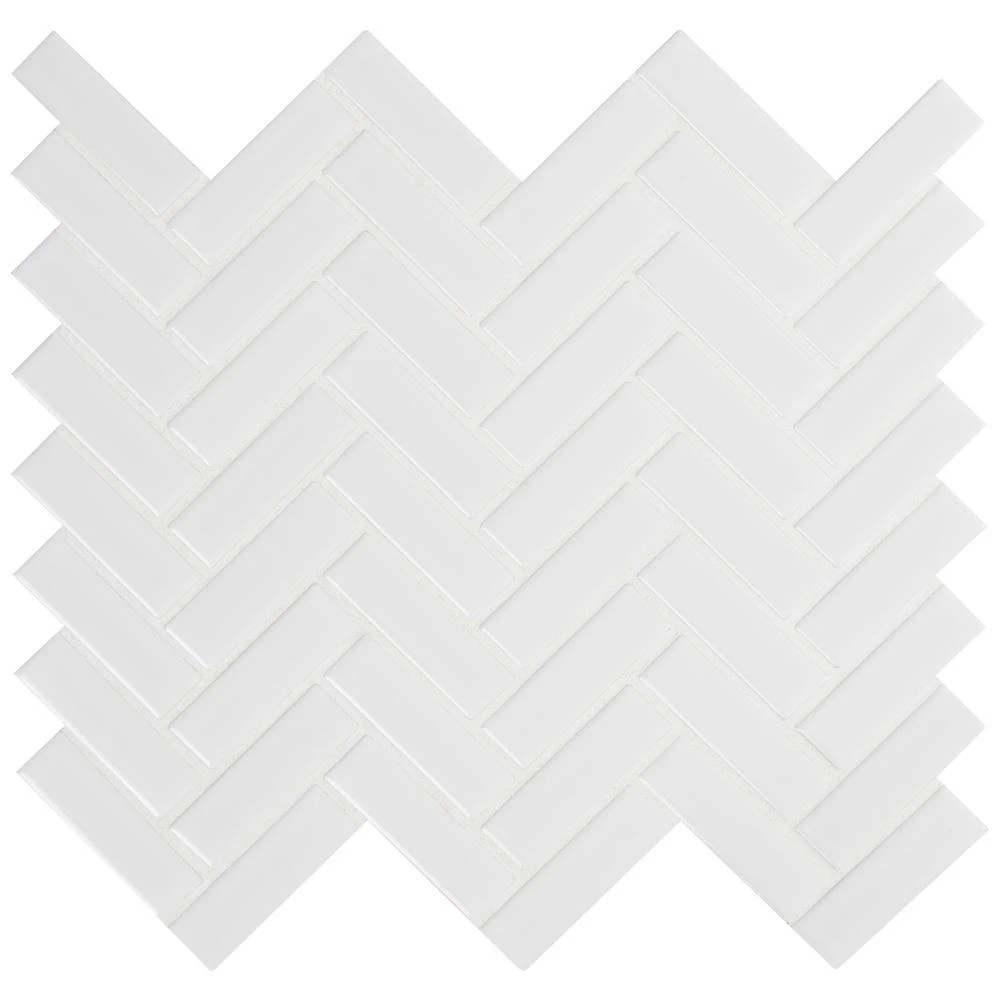 MSI Retro Bianco Herringbone 12.2 In. X 10.83 In. X 6mm Glossy Porcelain Mesh-Mounted Mosaic Tile (13.8 Sq. Ft. / Case) 3 MSI Retro Bianco Herringbone 12.2 In. X 10.83 In. X 6mm Glossy Porcelain Mesh-Mounted Mosaic Tile (13.8 Sq. Ft. / Case) - Image 3