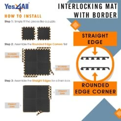 Yes4All Interlocking Exercise Foam Mats With Border, 12 Sq Ft, Black -Flooring Store d0e29f4e 910f 4927 adfd acd27f5ba189 1.420e330222d0d5f411cba5ca34149f07 1800x1800