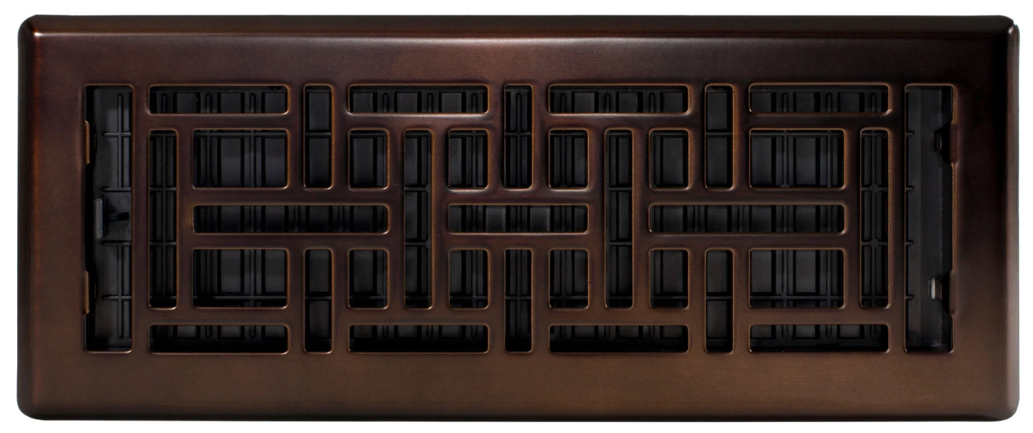 Decor Grates 4" X 12" Steel Plated Rubbed Bronze Finish Oriental Design Floor Register 2 Decor Grates 4" X 12" Steel Plated Rubbed Bronze Finish Oriental Design Floor Register - Image 2