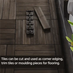 Topeakmart Pack Of 27 Interlocking Wood Flooring Tiles Indoor & Outdoor For Patio Garden Deck Poolside 12''x12'' Dark Brown -Flooring Store d919d4d6 adaa 4c19 b116 acee0e371a09 1.eb3ccba370fd2b6a5853bc4825307c5b 1800x1800