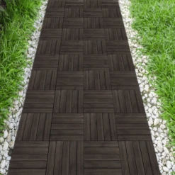 Topeakmart Pack Of 27 Interlocking Wood Flooring Tiles Indoor & Outdoor For Patio Garden Deck Poolside 12''x12'' Dark Brown -Flooring Store f33f3c75 0133 4ce5 ae3b 403a6bb2ecd0 1.0aace79d12e9667c109f723943107ed7 1800x1800