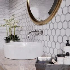 Jeff Lewis Norton White 11.75 In. X 11.375 In. X 9 Mm Hexagon Polished Marble Wall And Floor Mosaic Tile -Flooring Store fa19ce065545c186e18dfd555faab480 1800x1800