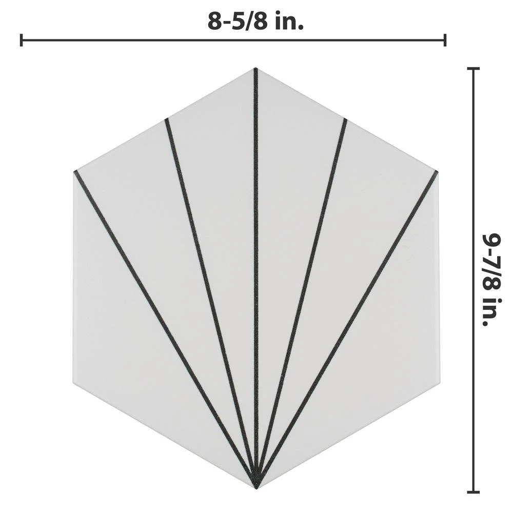Merola Tile Aster Hex Blanco Encaustic 8-5/8 In. X 9-7/8 In. Porcelain Floor And Wall Tile (11.56 Sq. Ft. / Case) 3 Merola Tile Aster Hex Blanco Encaustic 8-5/8 In. X 9-7/8 In. Porcelain Floor And Wall Tile (11.56 Sq. Ft. / Case) - Image 3