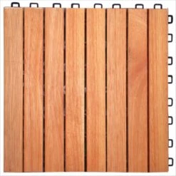 Pemberly Row 8 Interlocking Slats Deck Tile In Teak (Set Of 10)